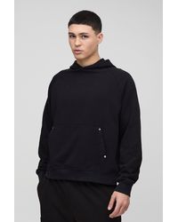 Boohoo - Sudadera Oversize Recta De Raglán Con Capucha Y Estampado Carpenter Desteñido - Lyst