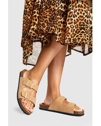 Boohoo - Buckle Double Strap Sandal - Lyst