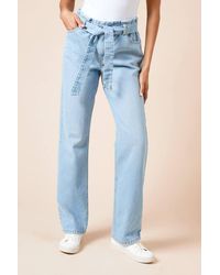 Dorothy Perkins - Tie Waist Paper Bag Jean - Lyst