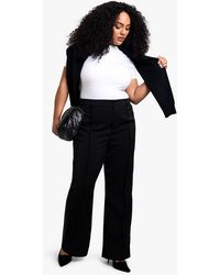 Boohoo - Plus Pintuck Front Elasticated Back Trouser - Lyst