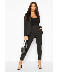 Boohoo Pinstripe Tailored Blazer And Trousers Two-piece Suit - Black
