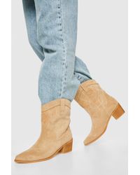 Boohoo - Wide Width Stitch Detail Ankle Western Cowboy Boots - Lyst