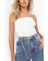 Boohoo - Chunky Chain Buckle Belt With Key - Lyst