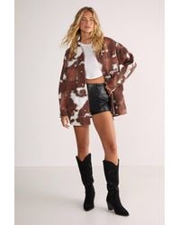 Nasty Gal - (Az) Cow Denim Oversized Shirt - Lyst