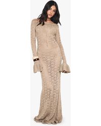 Boohoo - Frill Sleeve Crochet Beach Maxi Dress - Lyst