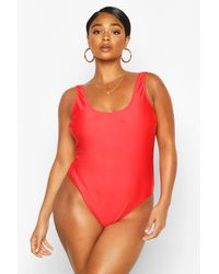Boohoo Womens Plus Scoop Neck Swimsuit - Rot