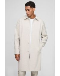 Boohoo - Regular Fit Raglan Single Breasted Melton Car Coat - Lyst