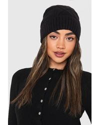 Boohoo - Cable Knit Beanie - Lyst