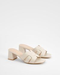 Boohoo - Cut Out Block Heeled Mules - Lyst