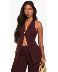 Boohoo - Crepe Button Front Longline Waistcoat - Lyst