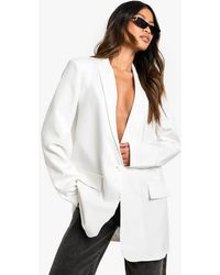 Boohoo - Shoulder Pad Plunge Oversized Blazer - Lyst