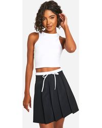 Boohoo - Tall Woven Waist Detail Pleated Mini Skirt - Lyst
