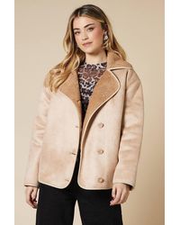 Dorothy Perkins - Button Through Borg Aviator Jacket - Lyst