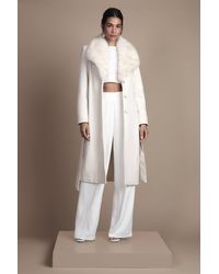 Coast - Fur Collar Occasion Belted Midi Coat - Lyst