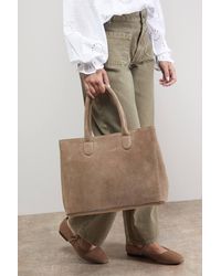 Oasis - Claudia Suede Tote Bag With Pocket - Lyst