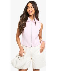 Boohoo - Woven Tailored Collared Zip Through Waistcoat - Lyst