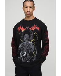 BoohooMAN - Oversized Long Sleeve Cuffed Graphic T-Shirt - Lyst