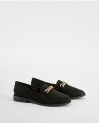 Boohoo - Chain Trim Square Toe Loafers - Lyst