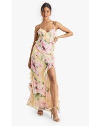 Boohoo - Floral Crinkle Chiffon Ruffle Maxi Dress - Lyst