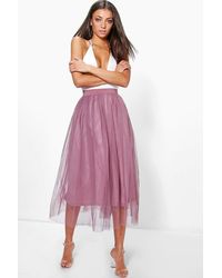 Boohoo Tall Boutique Tulle Mesh Midi Skirt - Purple