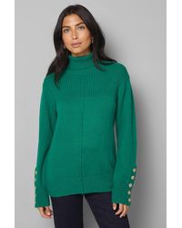 Wallis - Rib Panel Button Sleeve Sweater - Lyst
