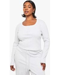 Boohoo - Plus Button Front Scoop Top - Lyst