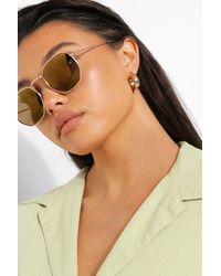 Boohoo - Rounded Metal Frame Sunglasses - Lyst