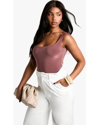 Boohoo - Double Layer Slinky Square Neck Crop Top - Lyst