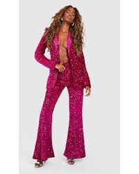 Boohoo - Velvet Sequin Fit & Flare Tailored Trousers - Lyst