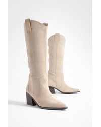 Boohoo - Squared Heel Minimal Western Cowboy Boots - Lyst