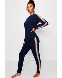 Boohoo Womens Rainbow Lounge Set - Blue