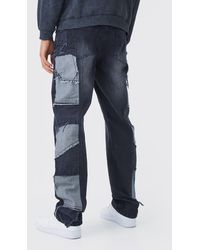BoohooMAN - Tall lockere Patchwork Jeans mit Seitenstreifen - Lyst