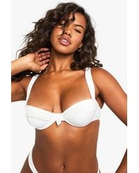Boohoo - Premium Bridal Shell Trim Underwire Bikini Top - Lyst