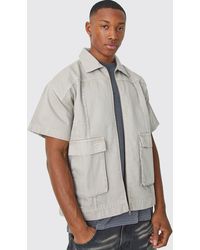 BoohooMAN - Short Sleeve Twill 3d Pocket Shirt - Lyst