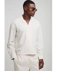 BoohooMAN - Oversized Boxy Drop Revere Linen Blend Shirt - Lyst