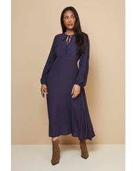 Wallis - Petite Viscose Tie Front Midi Dress - Lyst