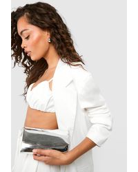 Boohoo - Silver Mirrored Structured Clutch Bag - Lyst