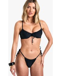 Boohoo - Starfish Shell Trim Tie Front Underwired Bikini Top - Lyst