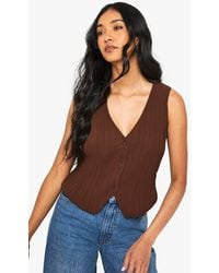 Boohoo - Plisse Button Front Waistcoat - Lyst