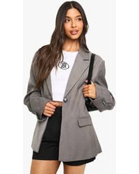 Boohoo - Single Breasted Button Detail Volume Sleeve Oversized Blazer - Lyst