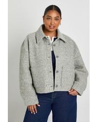 Boohoo - Plus Collared Boucle Wool Look Jacket - Lyst