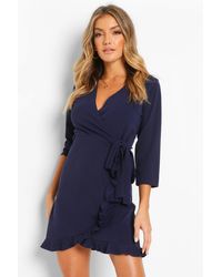 formal tie wrap frill detail skater dress