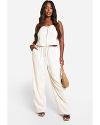 Boohoo - Plus Hook And Eye Corset And Slouchy Wide Leg Trouser Co-ord - Lyst