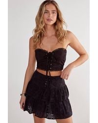 Nasty Gal - Broderie Picot Trim Lace Up Bandeau Corset Top - Lyst