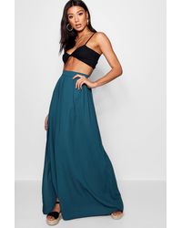 Boohoo Jupe Maxi Tissée Touchant Le Sol Basique - Bleu
