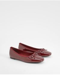 Boohoo - Bow Square Toe Ballerina - Lyst