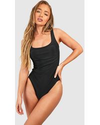 Boohoo - Tummy Control Ruched Scoop Bathing Suit - Lyst
