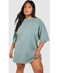 Boohoo - Plus Acid Wash Oversized T-shirt Dress - Lyst