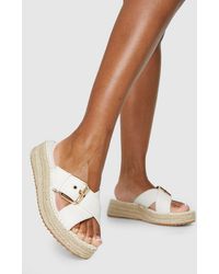 Boohoo - Chunky Buckle Crossover Flatforms - Lyst
