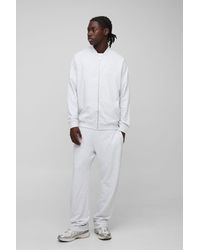 BoohooMAN - 260Gsm Loopback Basic Regular Fit Bomber Jacket And Straight Leg Sweatpants Set - Lyst